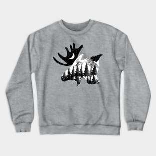 moose forest and mountain,moose lovers Crewneck Sweatshirt